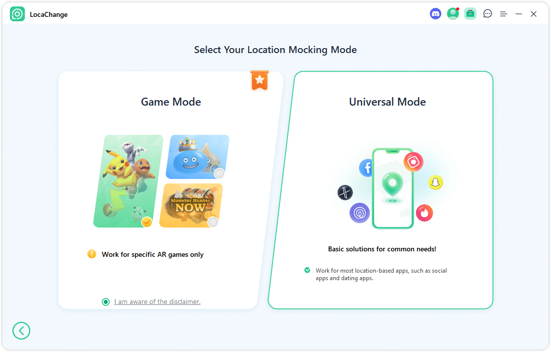android locachange select social mode