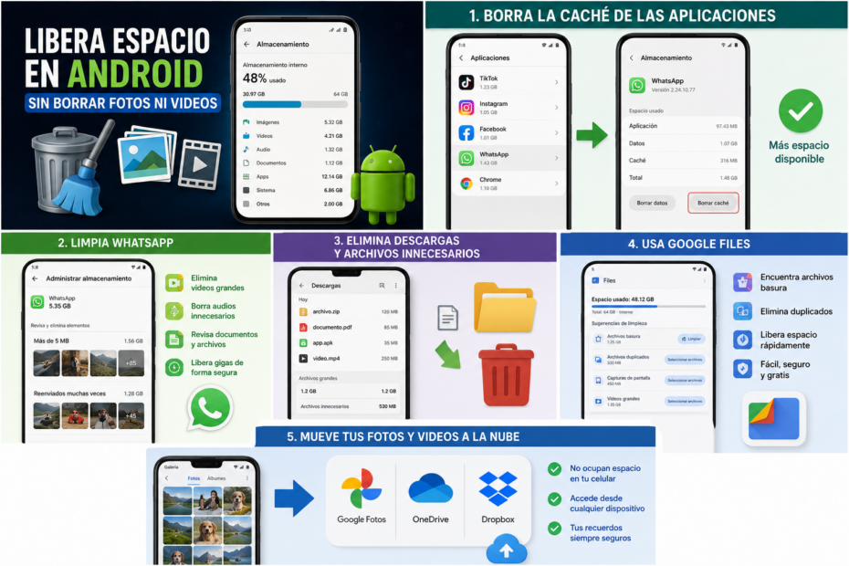 Cómo liberar espacio en Android sin borrar fotos ni videos